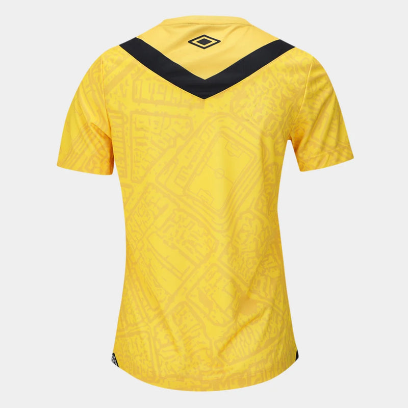 Camiseta Santos III 2024 (sin número) Umbro para mujer, versión para fans - Amarillo + Negro