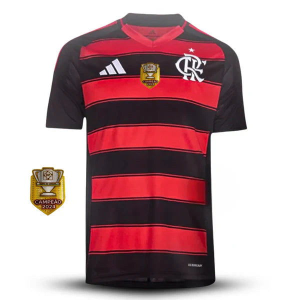 Camiseta Flamengo 1ª 25/26 - Roja y Negra + Parche Copa do Brasil