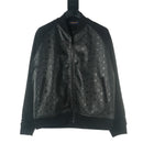 Louis Vuitton LV Full of Old Flowers Logo Chaqueta de béisbol de piel empalmada