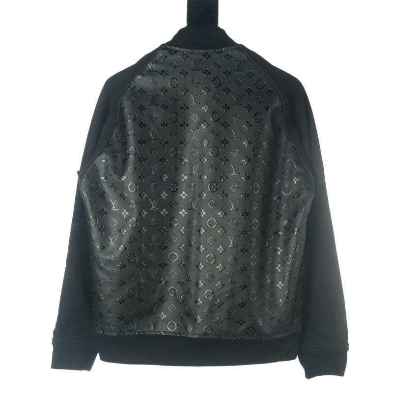 Louis Vuitton LV Full of Old Flowers Logo Chaqueta de béisbol de piel empalmada
